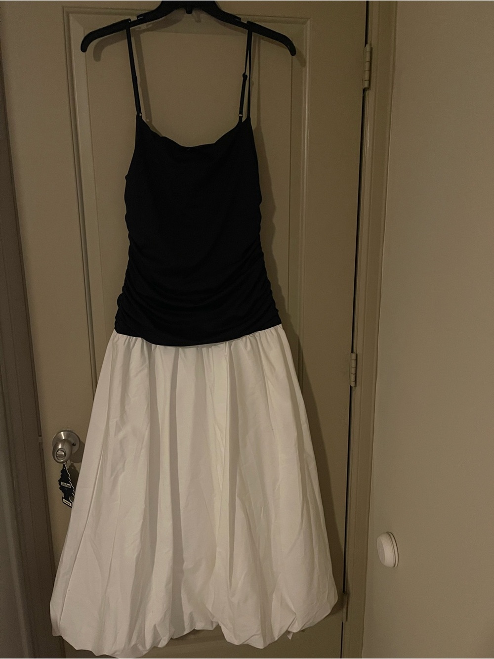 Missguided Black and White Strapless A-Line Ball Dress